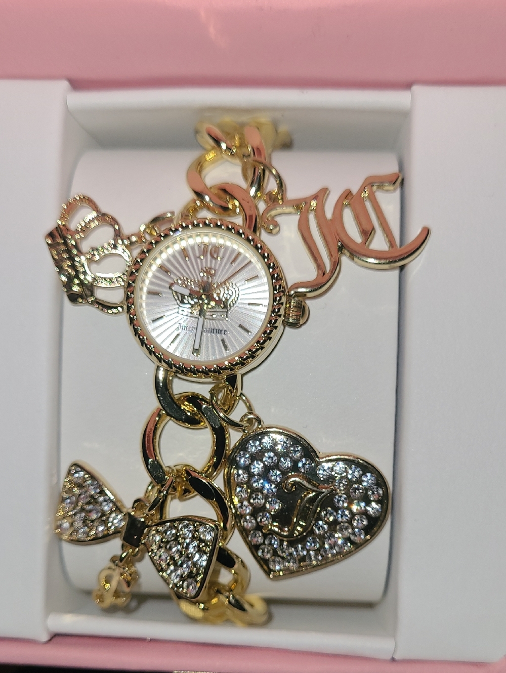 Juicy Couture Gold-Tone Charm Bracelet Watch
